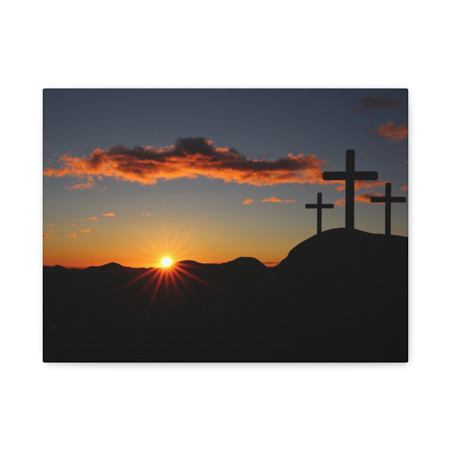 Inspirational Cross Sunset Matte Canvas Print | 1.25" Stretched Wall Art
