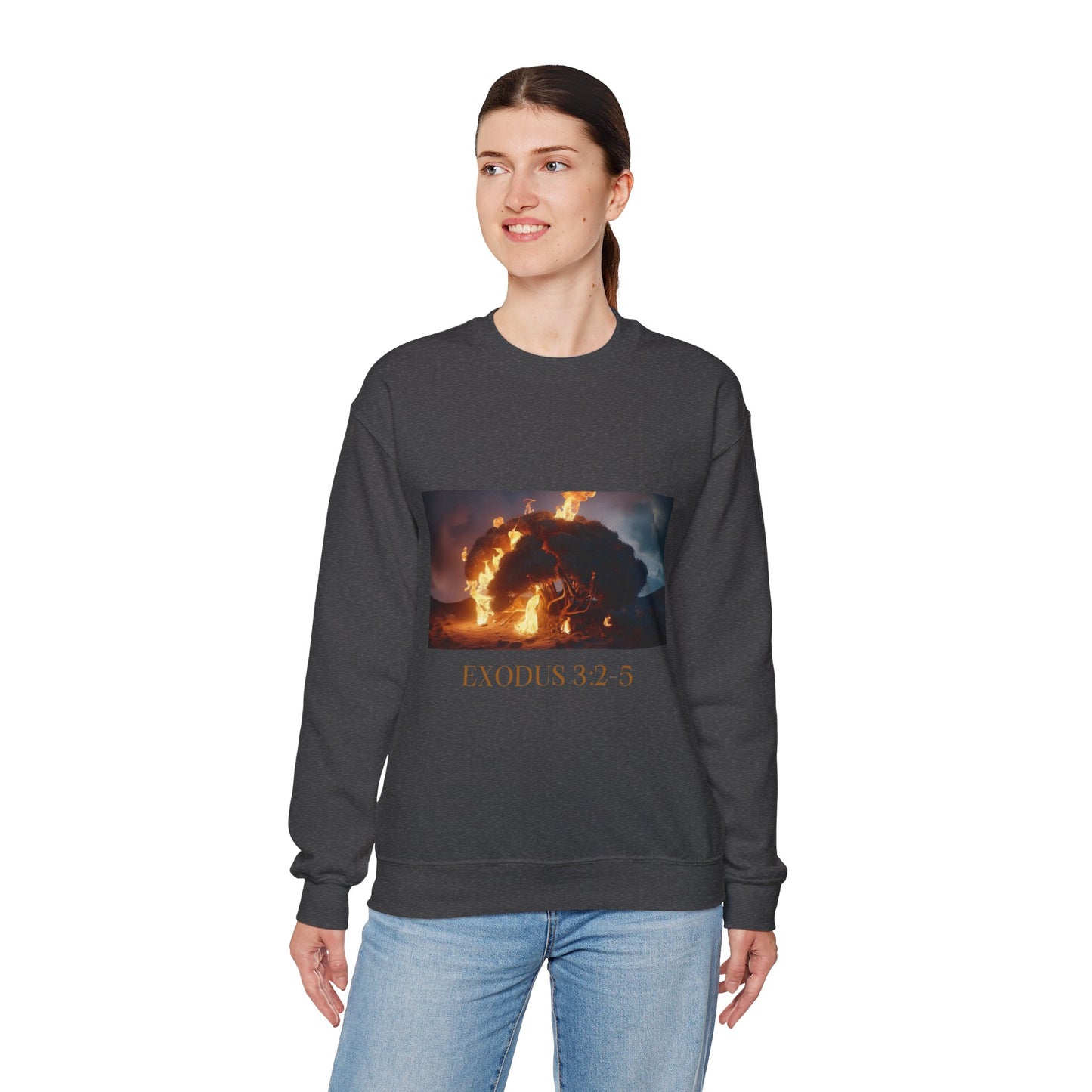 Women's Graphic Crewneck Sweatshirt - Exodus 3:2-5 Burning Bush