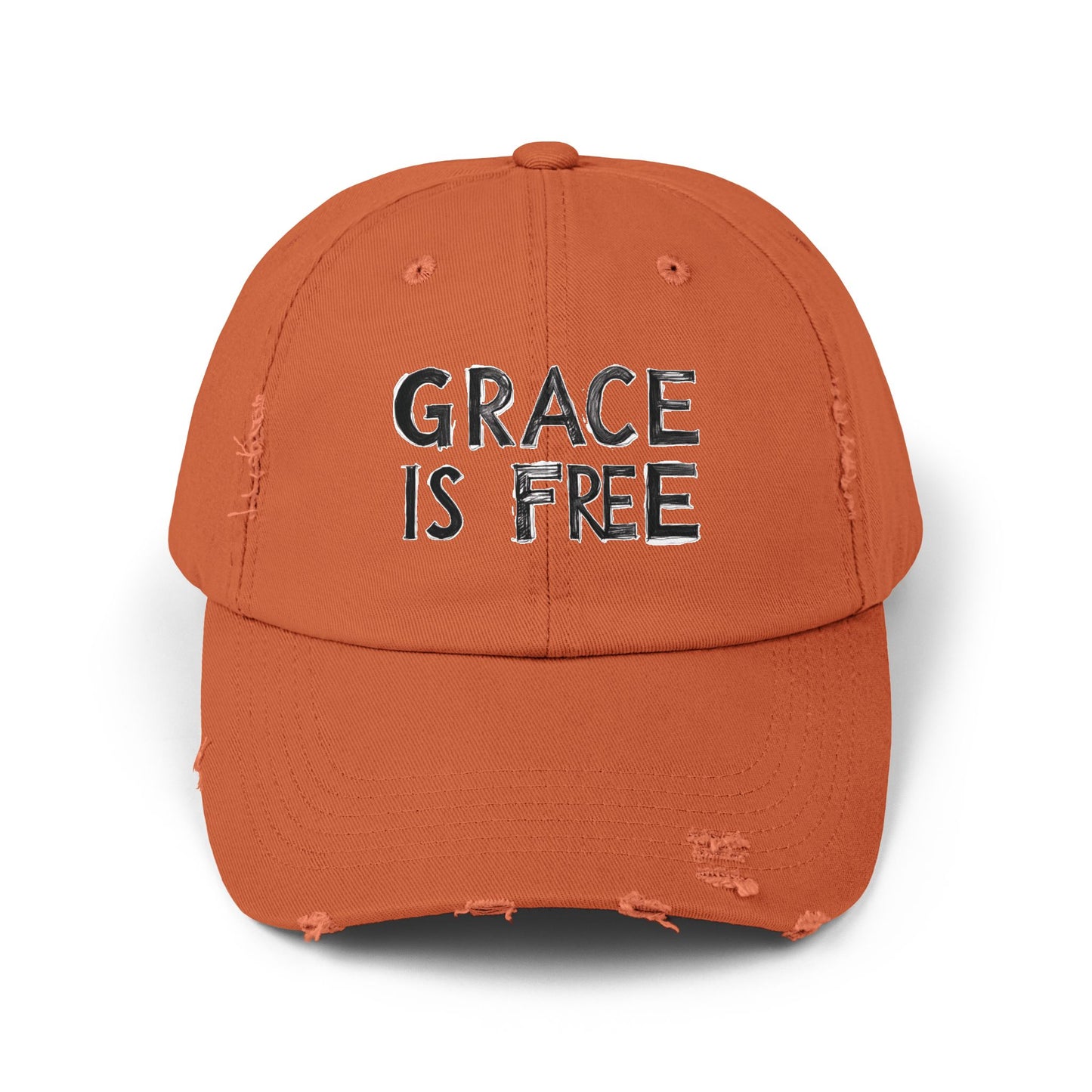 Unisex Distressed Cap - 'Grace is Free' Inspirational Hat for Everyday Wear