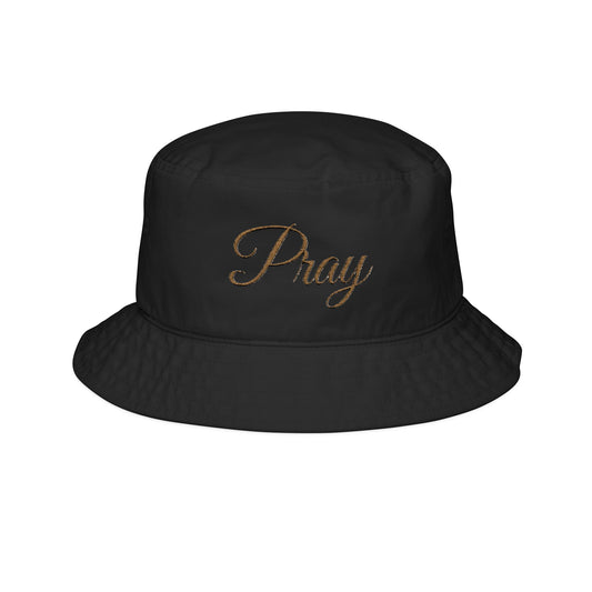 Embroidered Bucket Hat - 'Pray' Inspirational Black Hat for Everyday Wear
