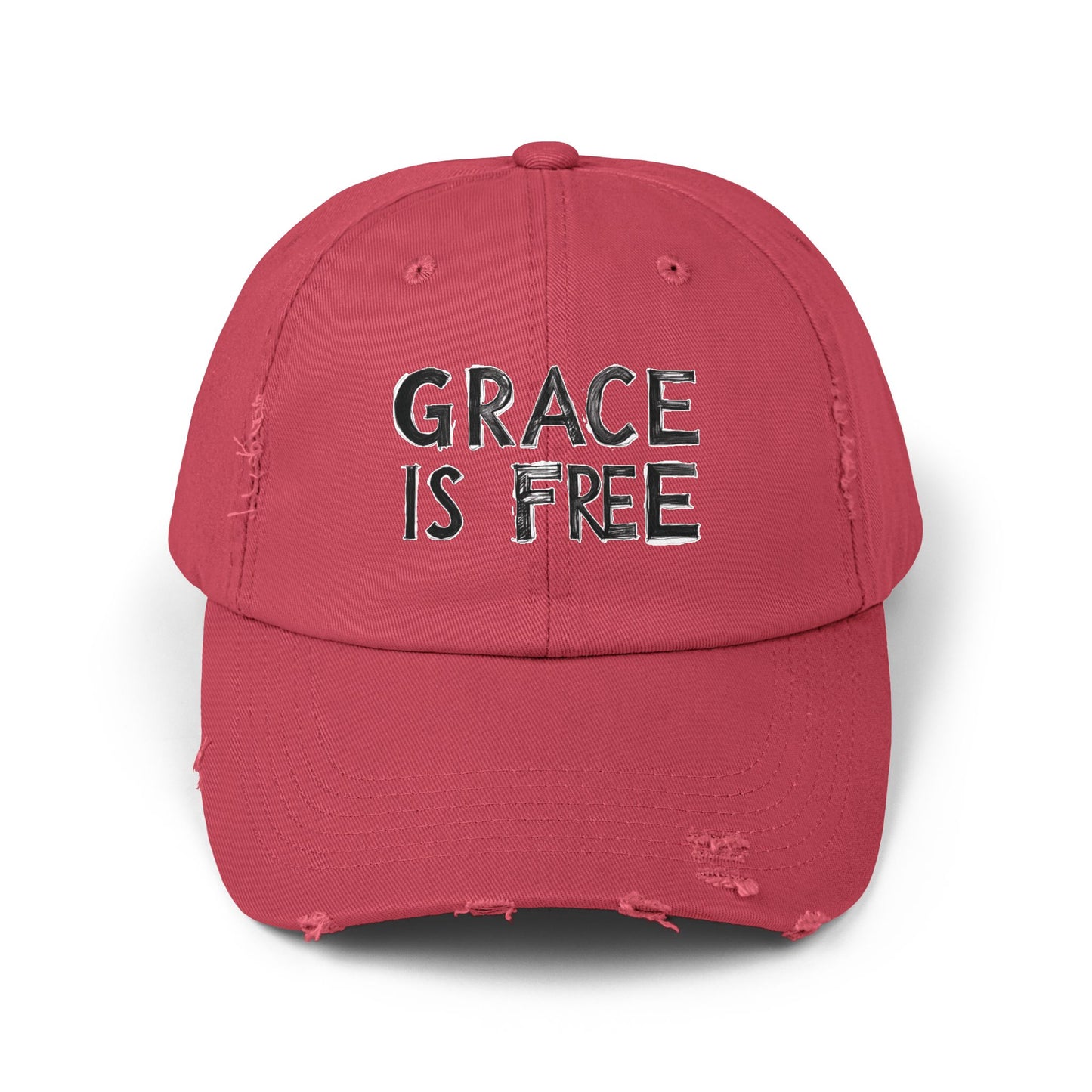 Unisex Distressed Cap - 'Grace is Free' Inspirational Hat for Everyday Wear