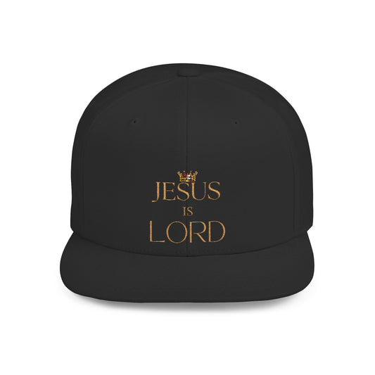 Religious Flat Bill Snapback Cap - 'Jesus Is Lord'