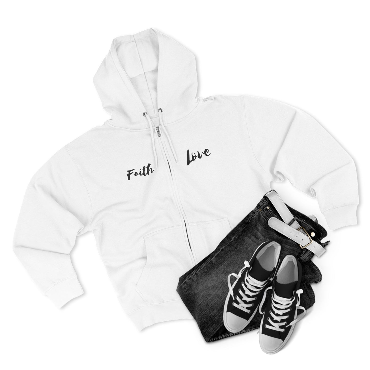 Inspirational Unisex Zip Hoodie - 'Faith Love'