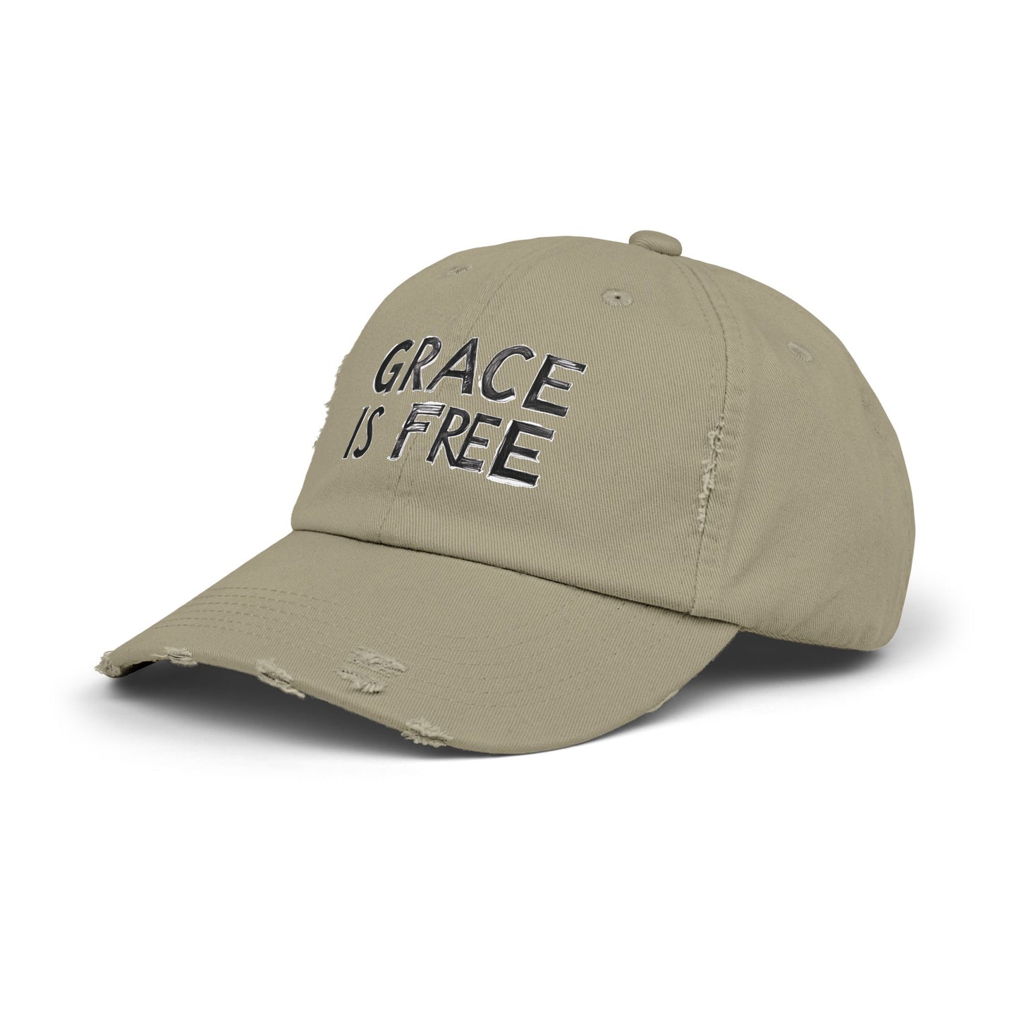 Unisex Distressed Cap - 'Grace is Free' Inspirational Hat for Everyday Wear
