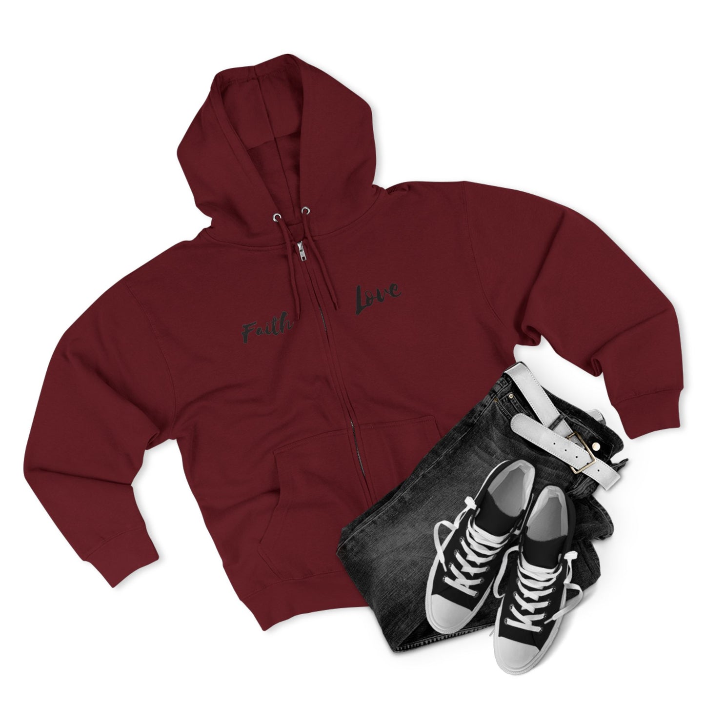 Inspirational Unisex Zip Hoodie - 'Faith Love'