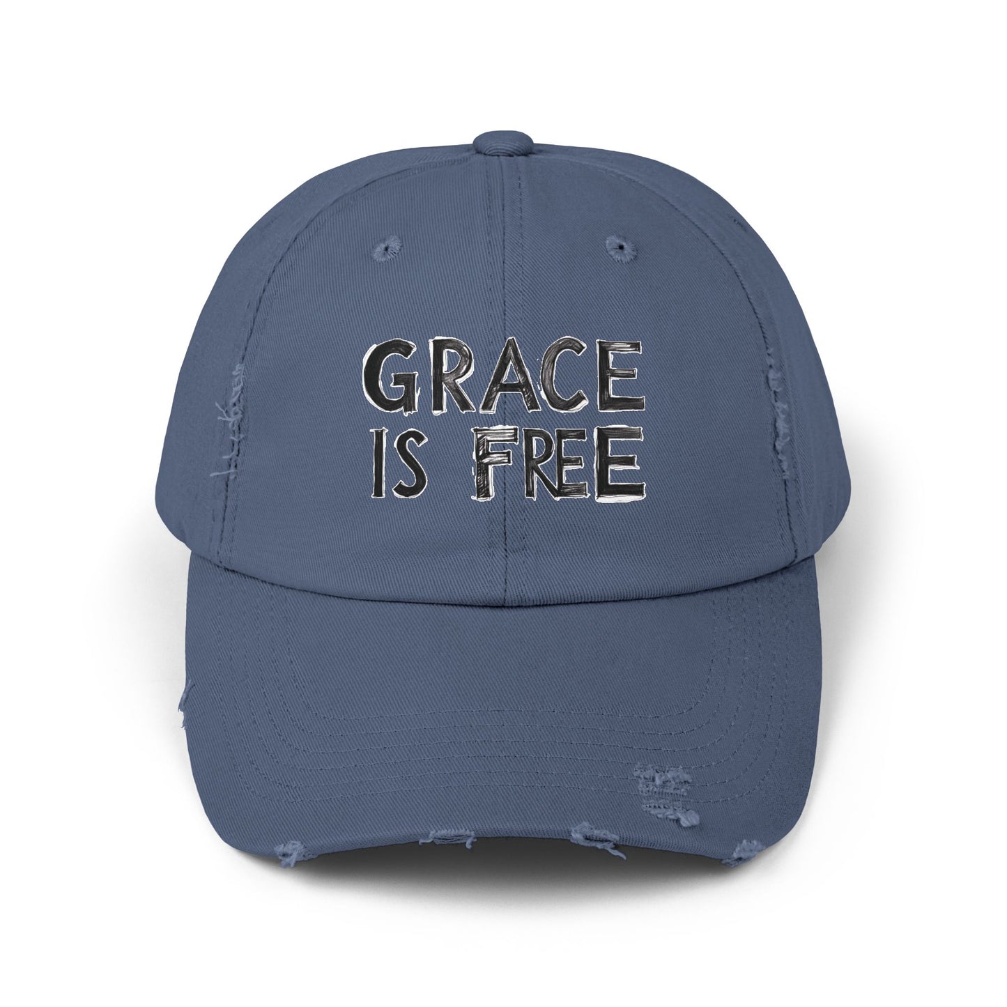 Unisex Distressed Cap - 'Grace is Free' Inspirational Hat for Everyday Wear
