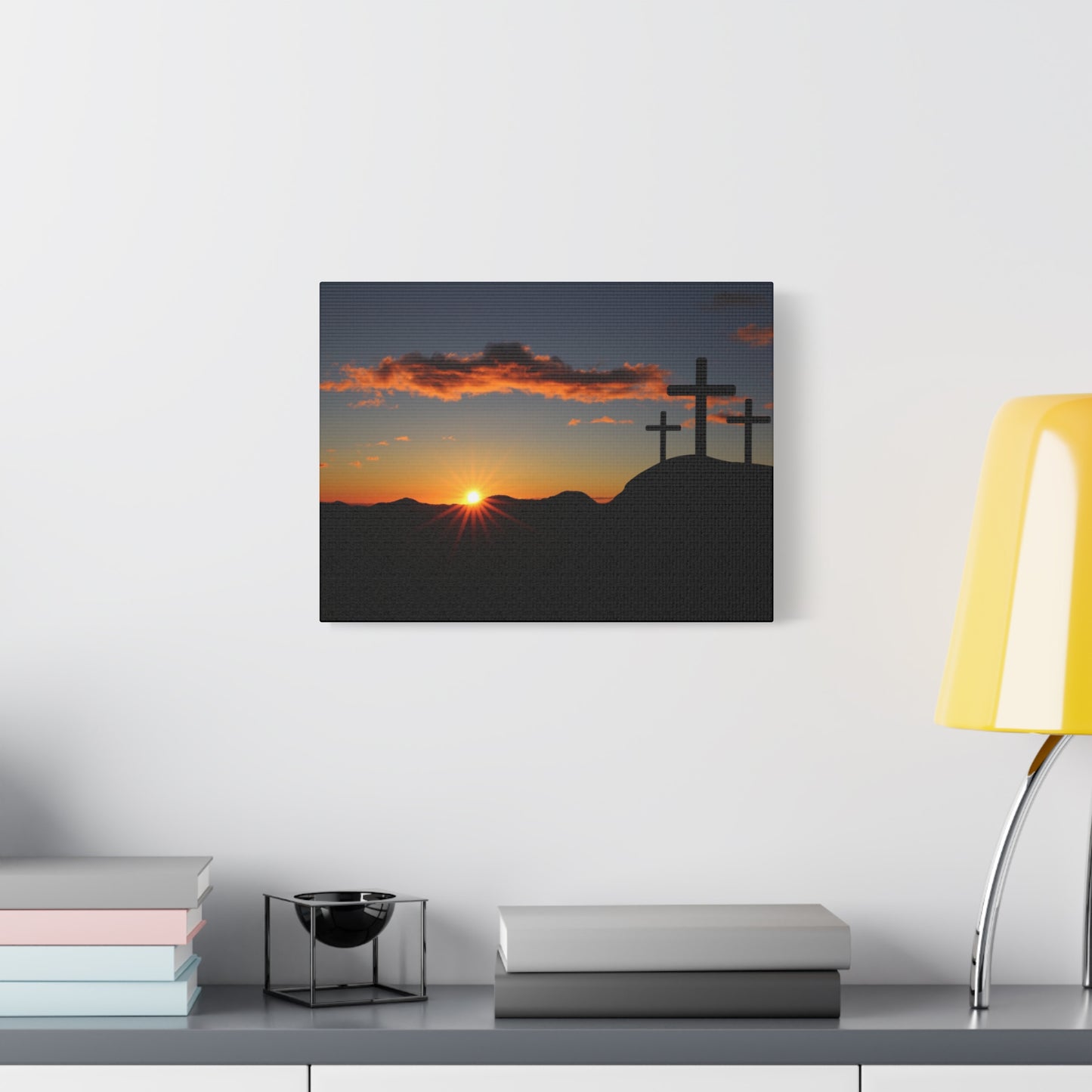 Inspirational Cross Sunset Matte Canvas Print | 1.25" Stretched Wall Art