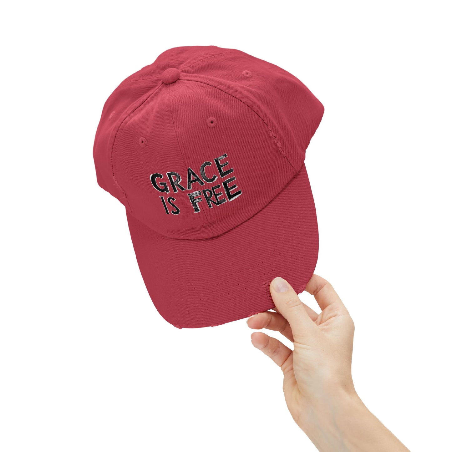 Unisex Distressed Cap - 'Grace is Free' Inspirational Hat for Everyday Wear