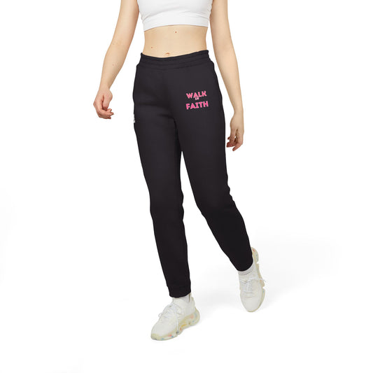 Women's Adidas Fleece Joggers - Walk in Faith Pink
