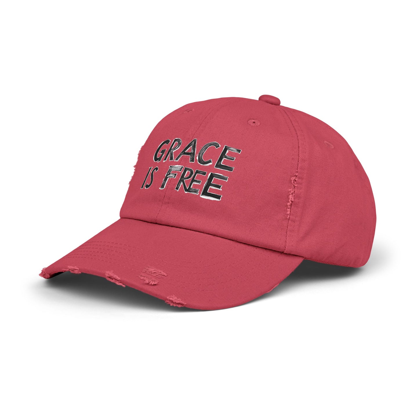 Unisex Distressed Cap - 'Grace is Free' Inspirational Hat for Everyday Wear