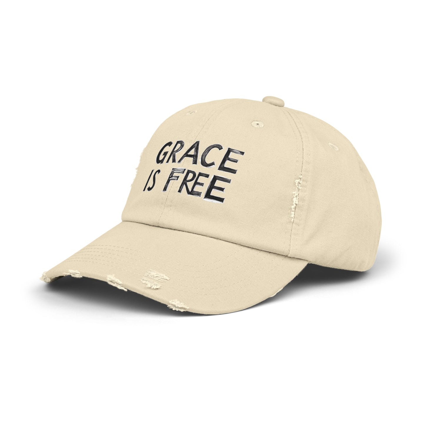 Unisex Distressed Cap - 'Grace is Free' Inspirational Hat for Everyday Wear