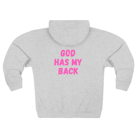 Women's Zip Hoodie - "God Has My Back"