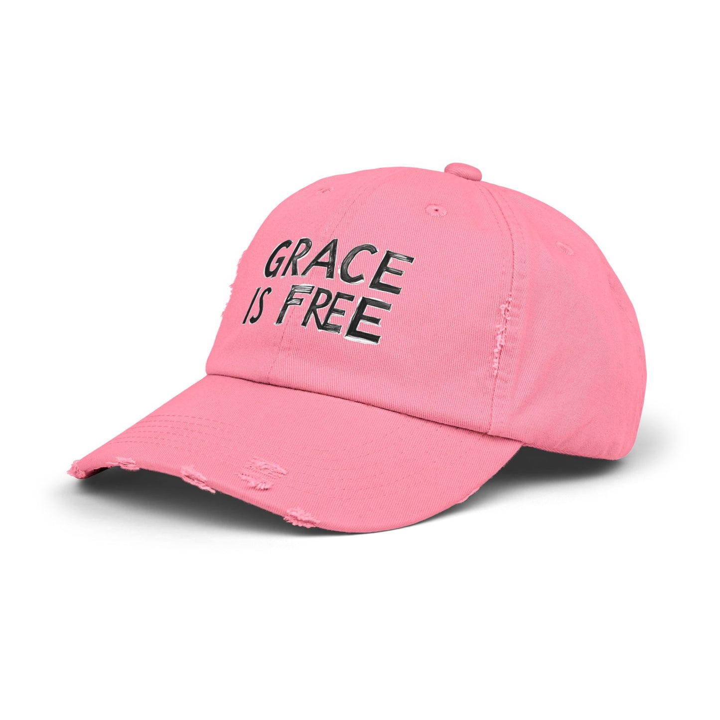 Unisex Distressed Cap - 'Grace is Free' Inspirational Hat for Everyday Wear