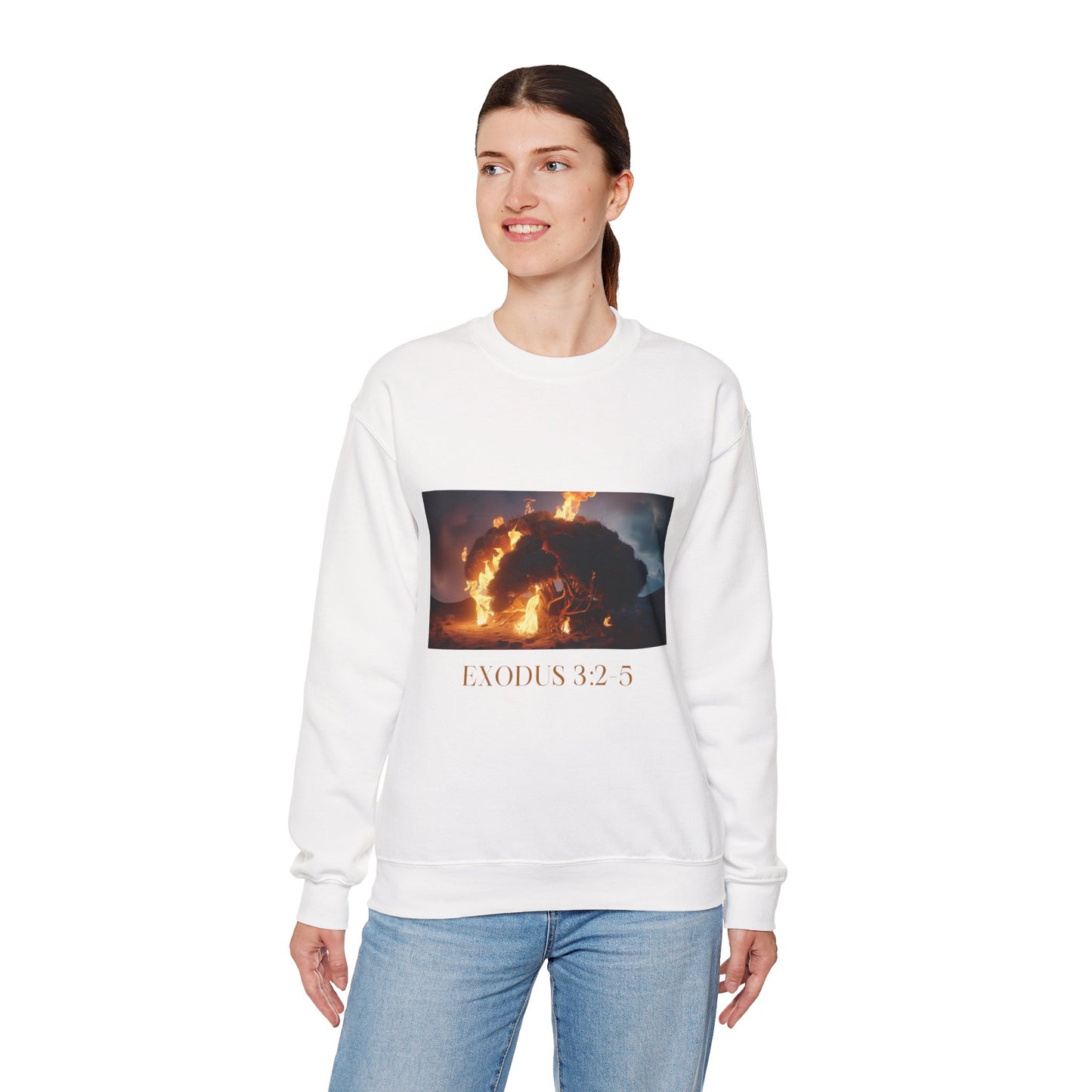 Women's Graphic Crewneck Sweatshirt - Exodus 3:2-5 Burning Bush