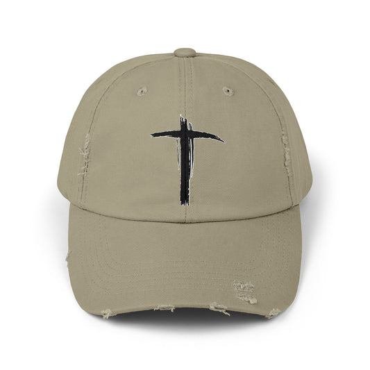 Unisex Vintage Cross Cap - Casual Faith-Inspired Hat