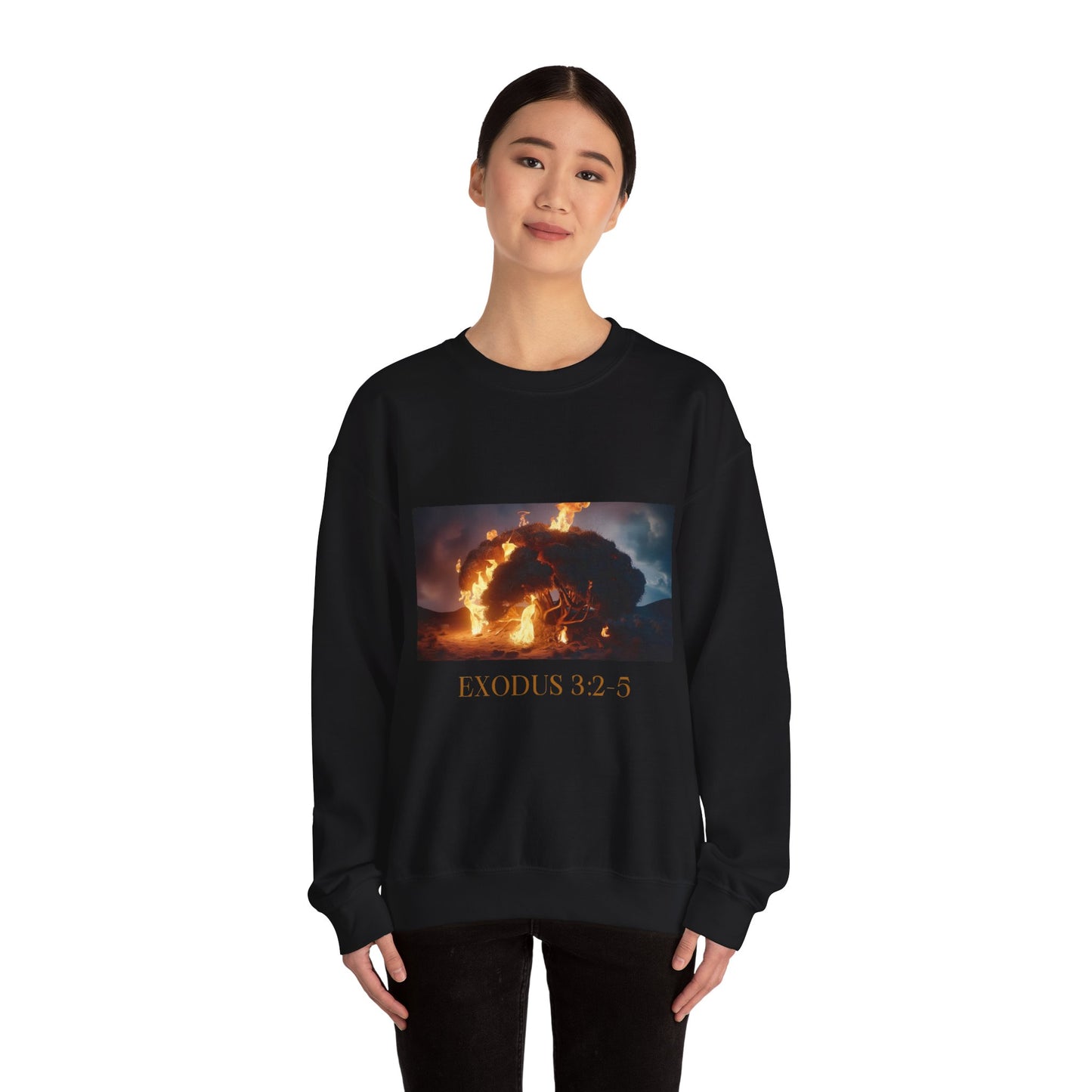 Women's Graphic Crewneck Sweatshirt - Exodus 3:2-5 Burning Bush