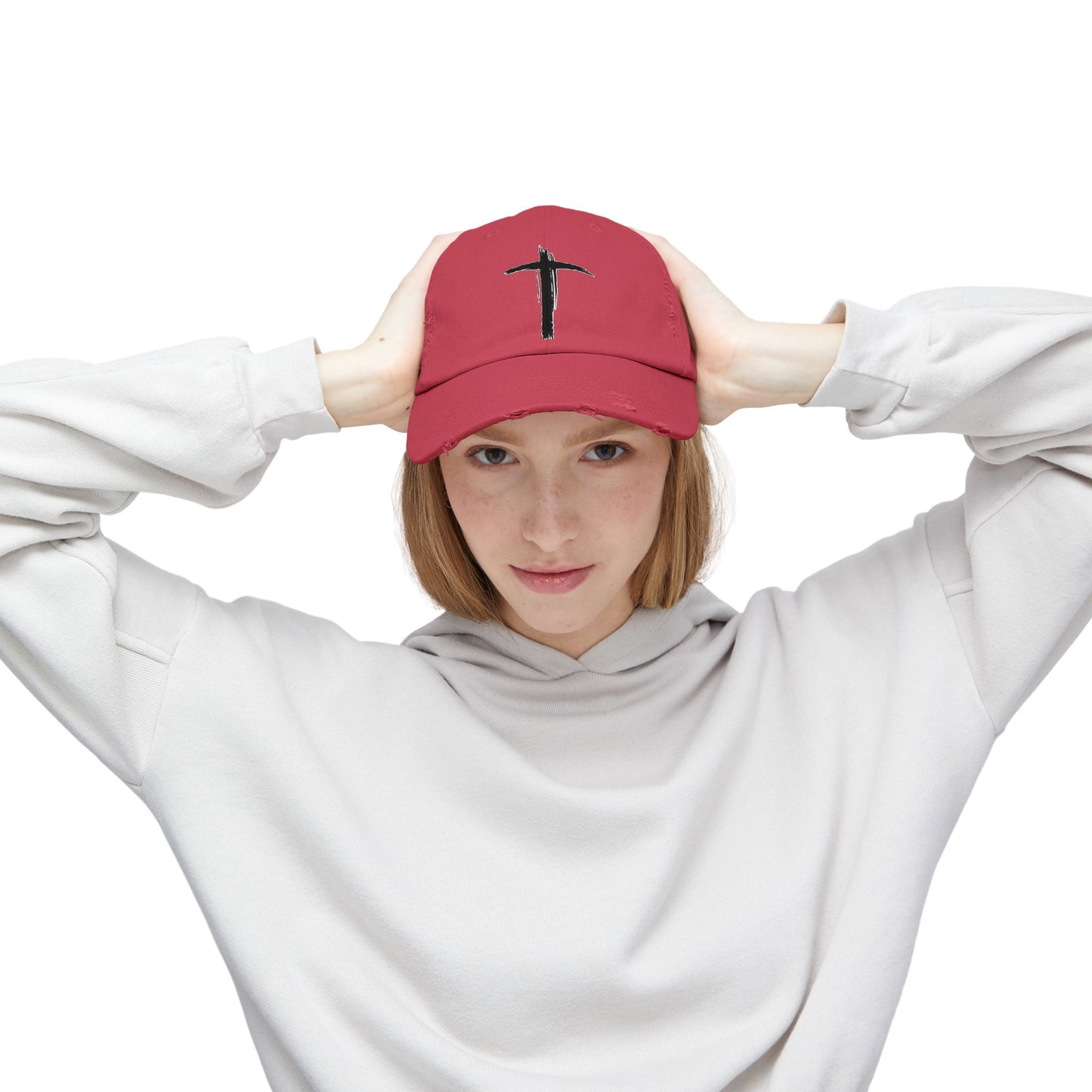 Unisex Vintage Cross Cap - Casual Faith-Inspired Hat