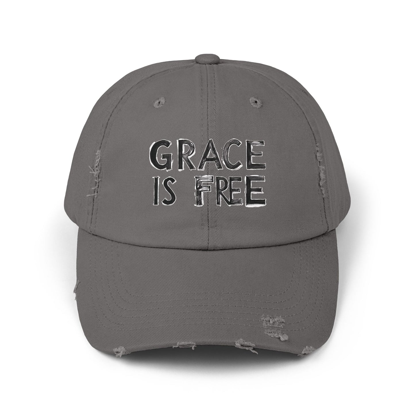 Unisex Distressed Cap - 'Grace is Free' Inspirational Hat for Everyday Wear