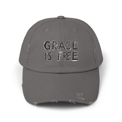 Unisex Distressed Cap - 'Grace is Free' Inspirational Hat for Everyday Wear