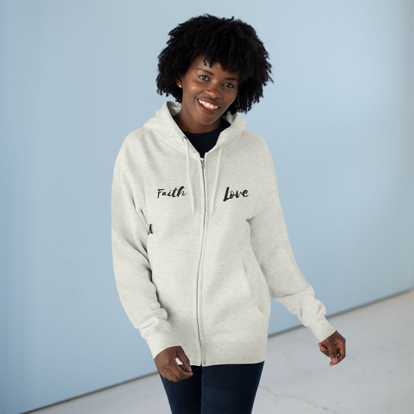 Inspirational Unisex Zip Hoodie - 'Faith Love'