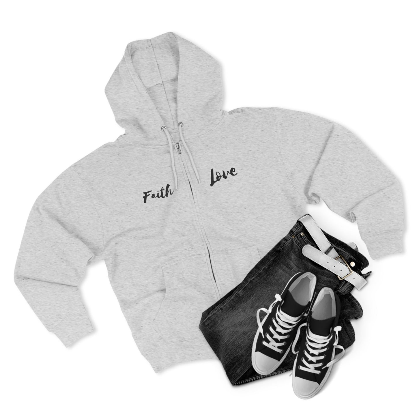 Inspirational Unisex Zip Hoodie - 'Faith Love'