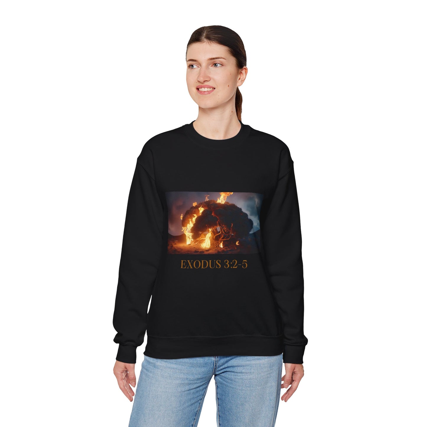 Women's Graphic Crewneck Sweatshirt - Exodus 3:2-5 Burning Bush
