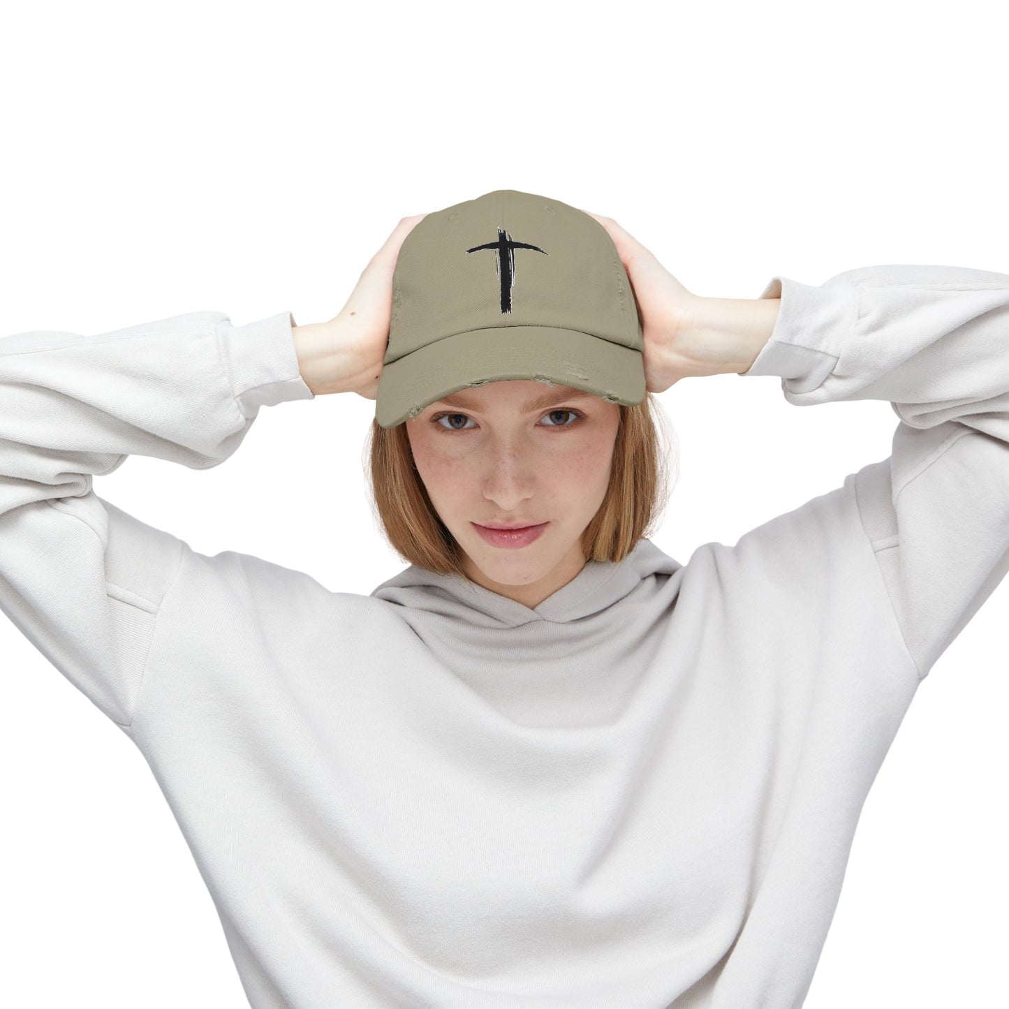 Unisex Vintage Cross Cap - Casual Faith-Inspired Hat