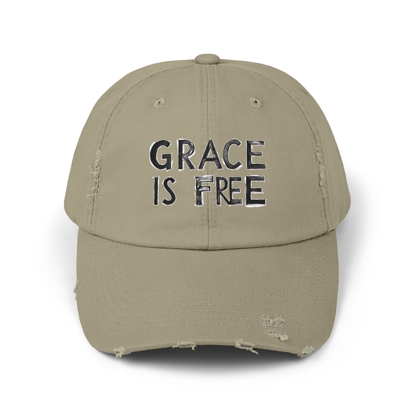 Unisex Distressed Cap - 'Grace is Free' Inspirational Hat for Everyday Wear