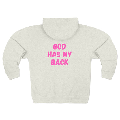 Women's Zip Hoodie - "God Has My Back"