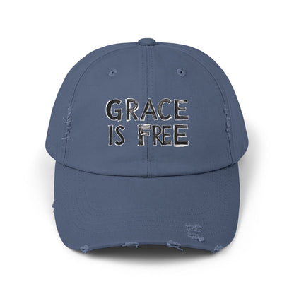 Unisex Distressed Cap - 'Grace is Free' Inspirational Hat for Everyday Wear