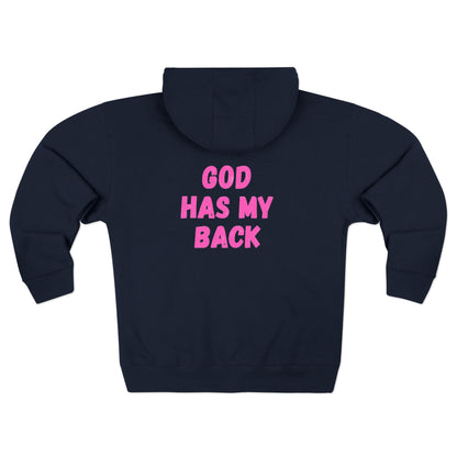 Women's Zip Hoodie - "God Has My Back"