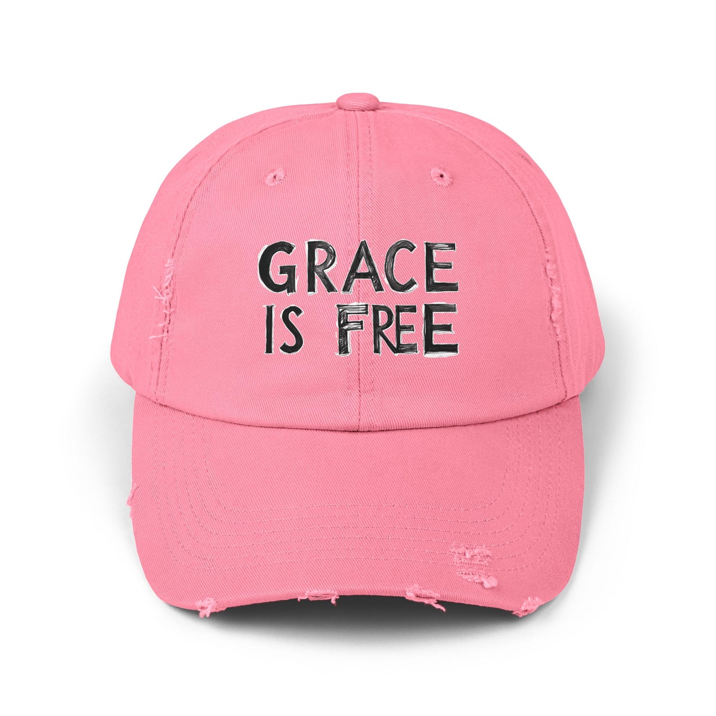 Unisex Distressed Cap - 'Grace is Free' Inspirational Hat for Everyday Wear