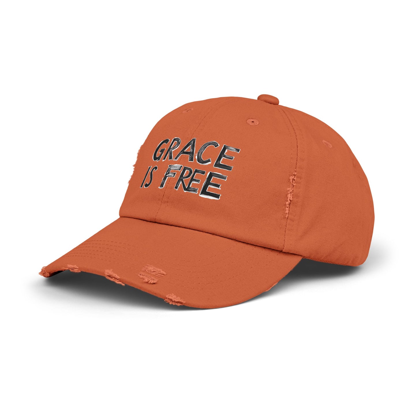 Unisex Distressed Cap - 'Grace is Free' Inspirational Hat for Everyday Wear