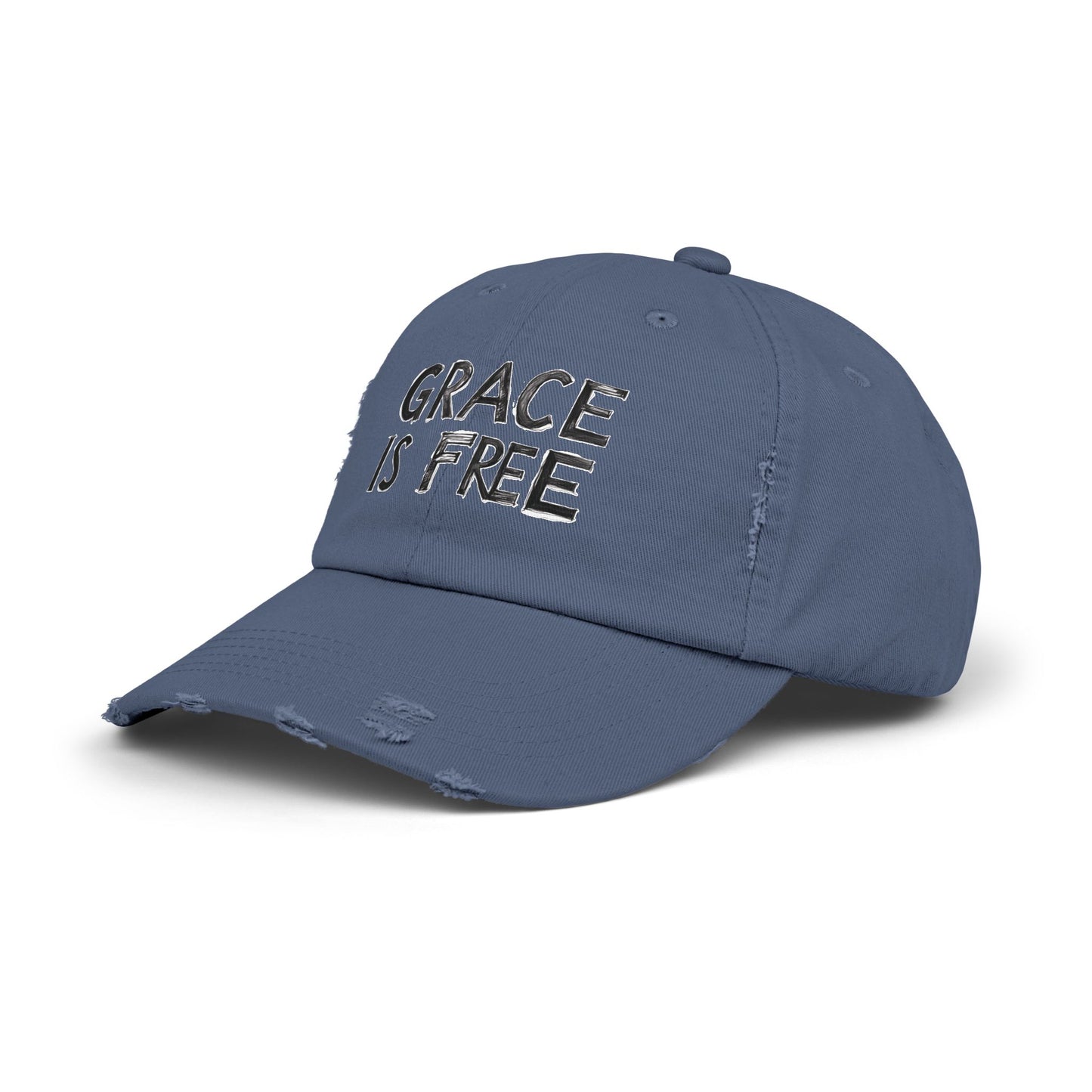 Unisex Distressed Cap - 'Grace is Free' Inspirational Hat for Everyday Wear