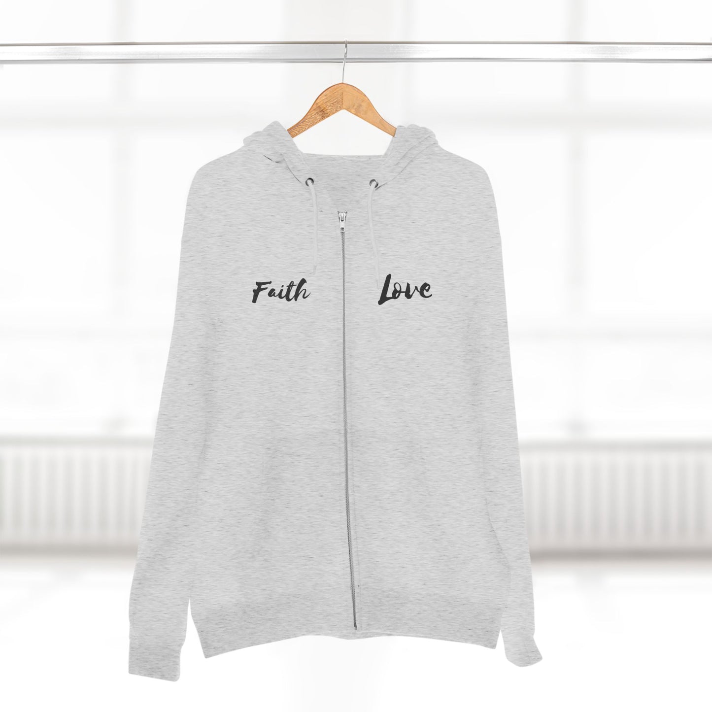 Inspirational Unisex Zip Hoodie - 'Faith Love'