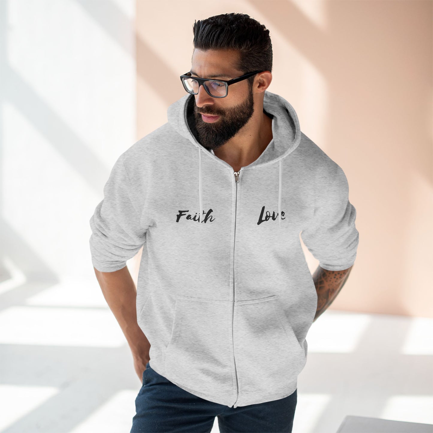 Inspirational Unisex Zip Hoodie - 'Faith Love'