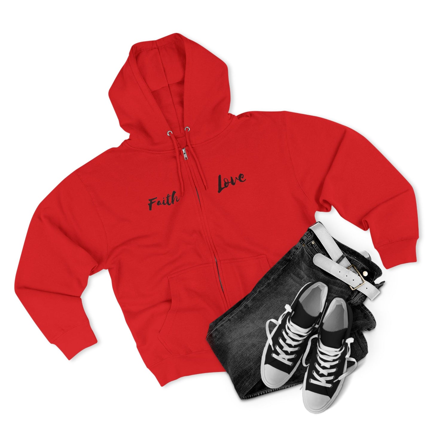Inspirational Unisex Zip Hoodie - 'Faith Love'