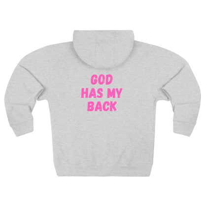 Women's Zip Hoodie - "God Has My Back"