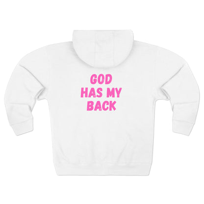 Women's Zip Hoodie - "God Has My Back"