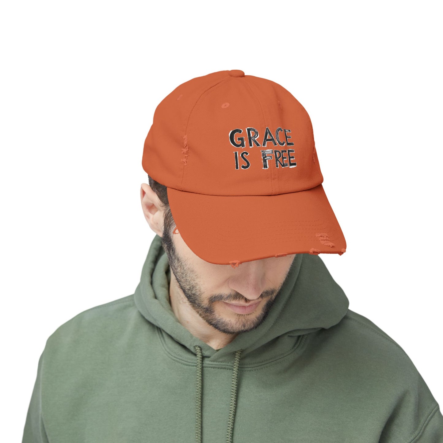 Unisex Distressed Cap - 'Grace is Free' Inspirational Hat for Everyday Wear
