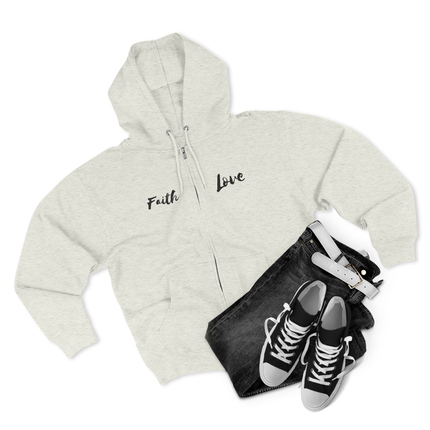 Inspirational Unisex Zip Hoodie - 'Faith Love'