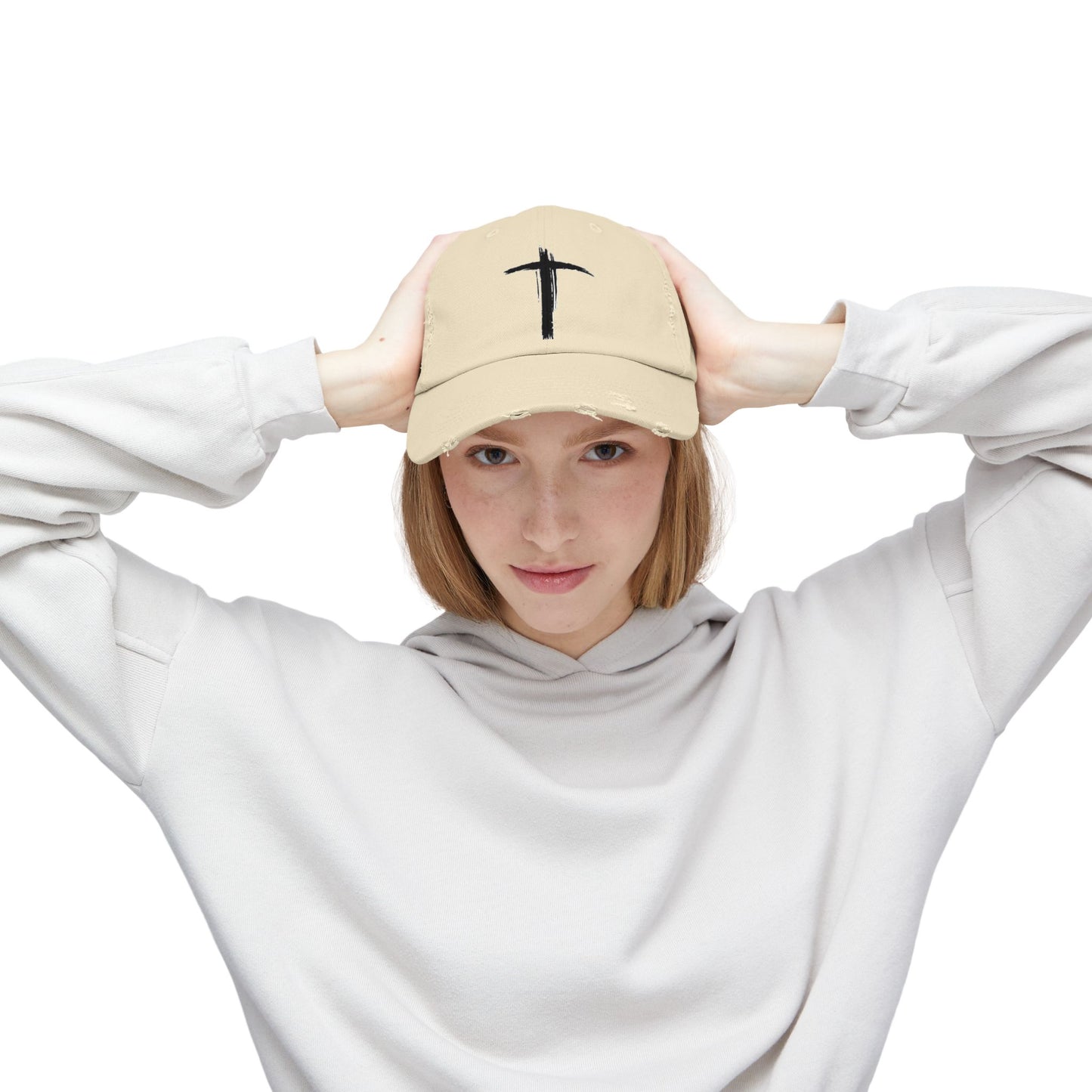 Unisex Vintage Cross Cap - Casual Faith-Inspired Hat