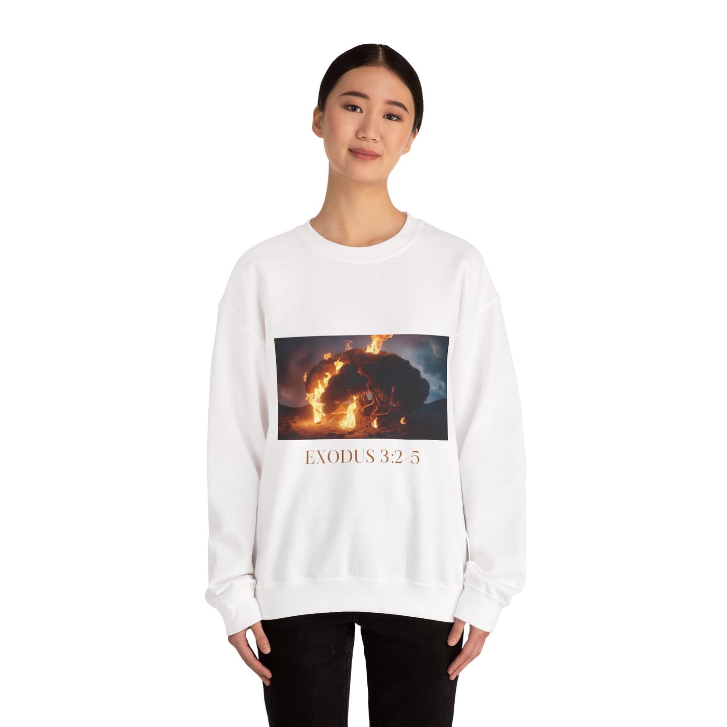Women's Graphic Crewneck Sweatshirt - Exodus 3:2-5 Burning Bush